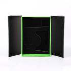 Διπλό πορτών πολυτέλειας δώρων κιβωτίων μαύρο πράσινο PU σφουγγάρι διακοπής δέρματος προσαρμοσμένο χαρτόνι