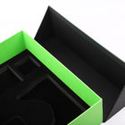 Διπλό πορτών πολυτέλειας δώρων κιβωτίων μαύρο πράσινο PU σφουγγάρι διακοπής δέρματος προσαρμοσμένο χαρτόνι